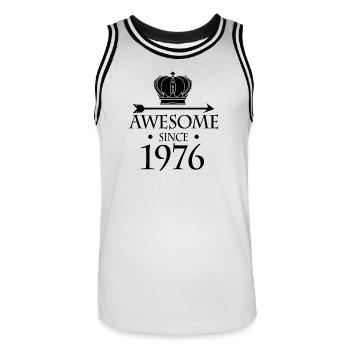 Né en 1976 - Fantastique depuis 1976 - Maillot de basket Homme - blanc/noir - Devant - AI Model Male 185 dark (185cm)