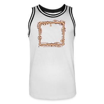 Cadre Steampunk en look de machine à vapeur - Maillot de basket Homme - blanc/noir - Devant - AI Model Male 185 dark (185cm)