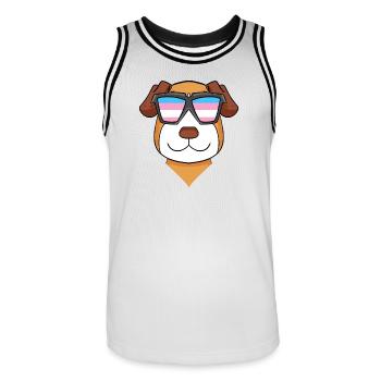 Transgender Jack Russell Terrier Hund - Männer Basketball-Trikot - Weiß/Schwarz - Vorne - AI Model Male 185 dark (185cm)