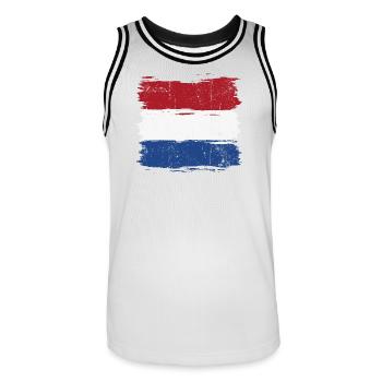 Coup de pinceau Drapeau néerlandais - Maillot de basket Homme - blanc/noir - Devant - AI Model Male 185 dark (185cm)