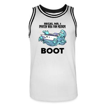 Motorboot Kapitän Boot Boote Seefahrt - Männer Basketball-Trikot - Weiß/Schwarz - Vorne - AI Model Male 185 dark (185cm)