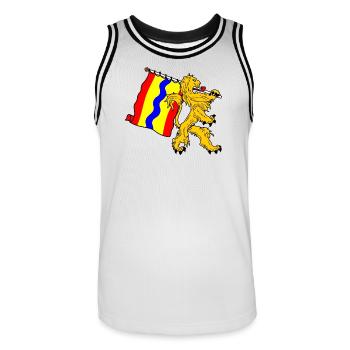 Lion with flag Overijssel province flag - Men's Basketball Jersey - white/black - Front - AI Model Male 185 dark (185cm)