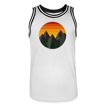 Mountain landscape sunset geometric - Men's Basketball Jersey - white/black - Front - AI Model Male 185 dark (185cm)