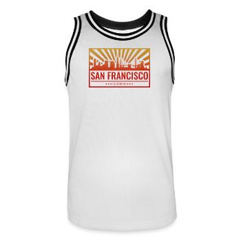 San Francisco Sonnenuntergang Skyline - Männer Basketball-Trikot - Weiß/Schwarz - Vorne - AI Model Male 185 dark (185cm)