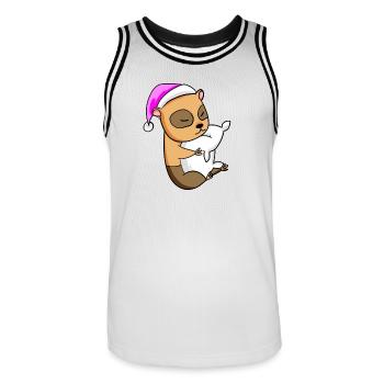 Cochon d’Inde avec oreiller et bonnet de couchage - Maillot de basket Homme - blanc/noir - Devant - AI Model Male 185 dark (185cm)