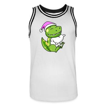 Dinosaure avec oreiller et bonnet de couchage - Maillot de basket Homme - blanc/noir - Devant - AI Model Male 185 dark (185cm)