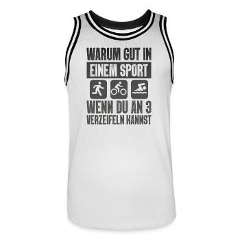Warum Gut In Einem Sport Triathlon - Männer Basketball-Trikot - Weiß/Schwarz - Vorne - AI Model Male 185 dark (185cm)