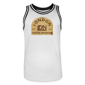 Vintage London Emblem - Männer Basketball-Trikot - Weiß/Schwarz - Vorne - AI Model Male 185 dark (185cm)