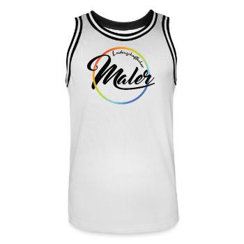 Peintre passionné - Maillot de basket Homme - blanc/noir - Devant - AI Model Male 185 dark (185cm)
