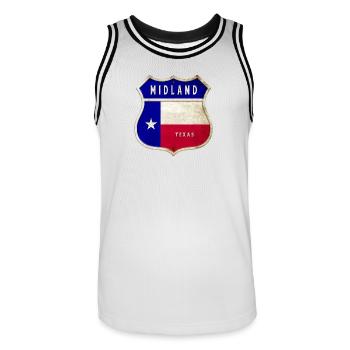 Design du drapeau Midland Texas - Maillot de basket Homme - blanc/noir - Devant - AI Model Male 185 dark (185cm)