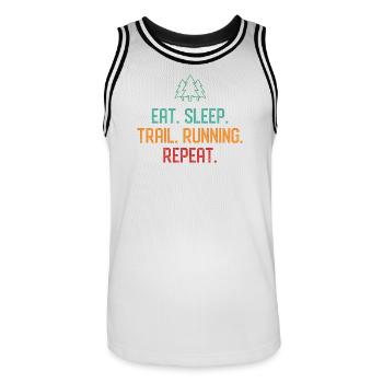 Manger. Dormir. Trail Running. Répéter. - Maillot de basket Homme - blanc/noir - Devant - AI Model Male 185 dark (185cm)