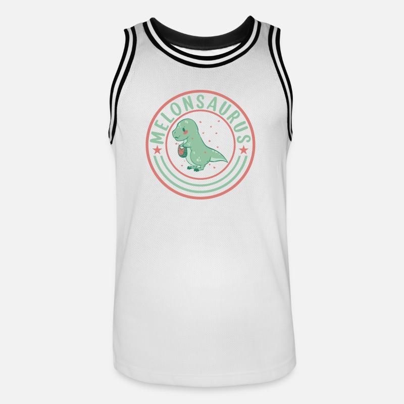 Pastèque pastèque végétarienne T Rex - Maillot de basket Homme - blanc/noir