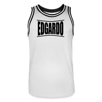 t-shirt Edgardo t-shirt gift idea - Men's Basketball Jersey - white/black - Front - AI Model Male 185 dark (185cm)