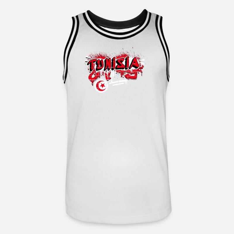 Design du drapeau graffiti de la Tunisie - Maillot de basket Homme - blanc/noir