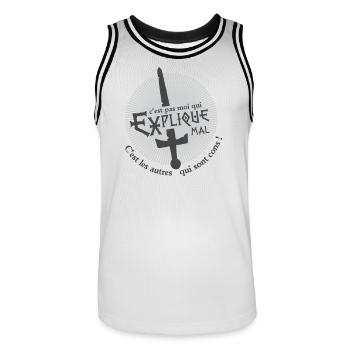 C'est les autres qui sont cons ! humour - Maillot de basket Homme - blanc/noir - Devant - AI Model Male 185 dark (185cm)