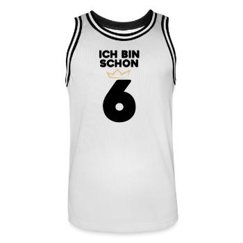 6 Geburtstag - 6 Jahre mit Krone - Männer Basketball-Trikot - Weiß/Schwarz - Vorne - AI Model Male 185 dark (185cm)
