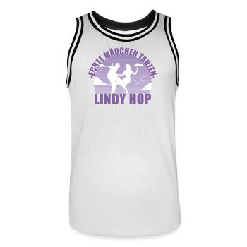 Echte Mädchen tanzen Lindy Hop Geschenk - Männer Basketball-Trikot - Weiß/Schwarz - Vorne - AI Model Male 185 dark (185cm)