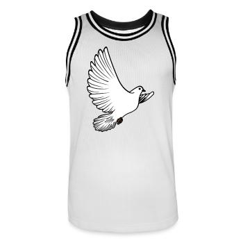 Pigeon blanc pigeon voyageur pigeon d’ornement ou colombe de la paix - Maillot de basket Homme - blanc/noir - Devant - AI Model Male 185 dark (185cm)