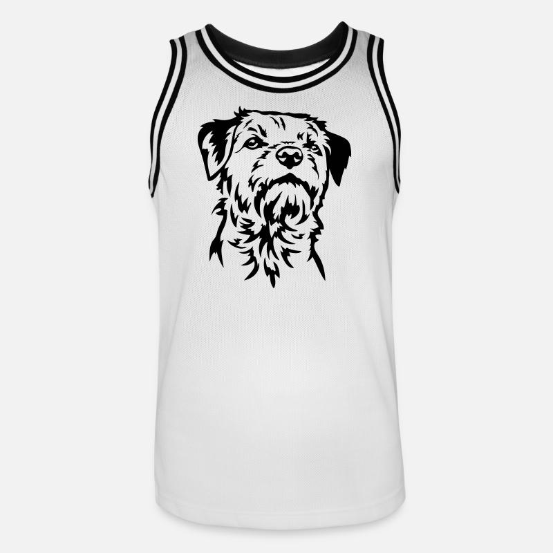 Border Terrier Kopf - Männer Basketball-Trikot - Weiß/Schwarz