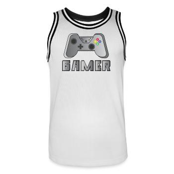 Spieler - Männer Basketball-Trikot - Weiß/Schwarz - Vorne - AI Model Male 185 dark (185cm)