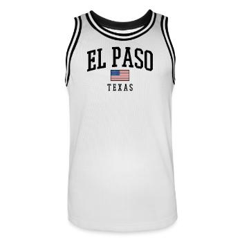 El Paso Texas Retro Shirt - Men's Basketball Jersey - white/black - Front - AI Model Male 185 dark (185cm)