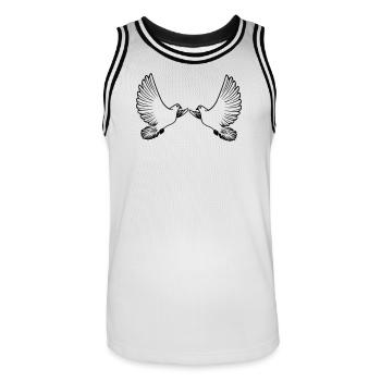 Zwei Tauben transparent - Männer Basketball-Trikot - Weiß/Schwarz - Vorne - AI Model Male 185 dark (185cm)