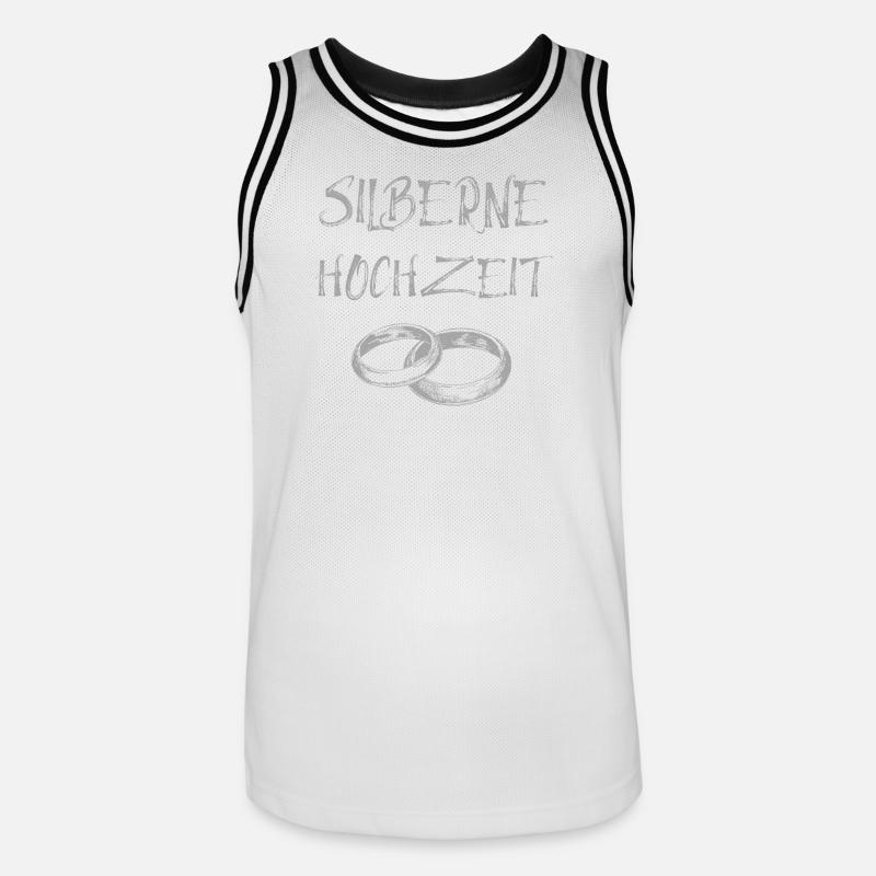 Silberne Hochzeit Text Silberne Eheringe - Männer Basketball-Trikot - Weiß/Schwarz