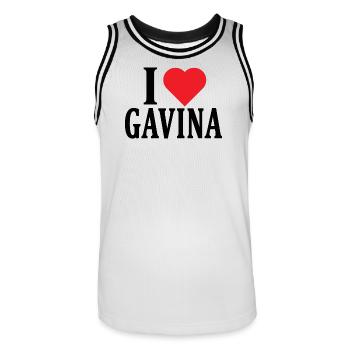 t-shirt I love Gavina t-shirt gift idea - Men's Basketball Jersey - white/black - Front - AI Model Male 185 dark (185cm)