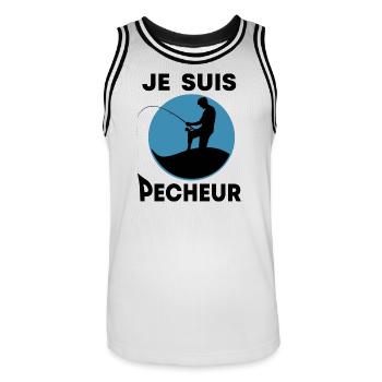Je suis pêcheur - Maillot de basket Homme - blanc/noir - Devant - AI Model Male 185 dark (185cm)