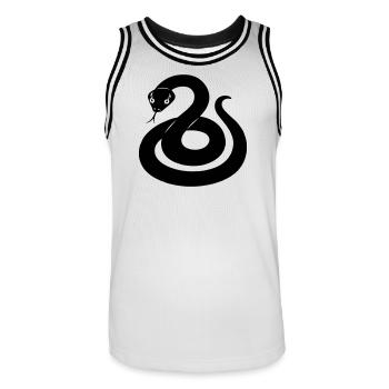 Schlangenschattenfigur aus dem chinesischen Tierkreis - Männer Basketball-Trikot - Weiß/Schwarz - Vorne - AI Model Male 185 dark (185cm)