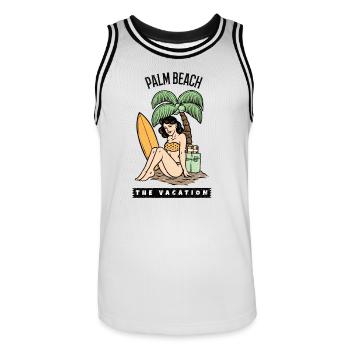 Palm Beach pin up - Männer Basketball-Trikot - Weiß/Schwarz - Vorne - AI Model Male 185 dark (185cm)