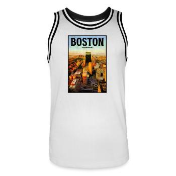 Paysage urbain de Boston - Maillot de basket Homme - blanc/noir - Devant - AI Model Male 185 dark (185cm)