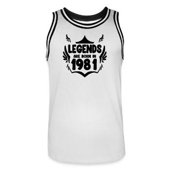 1981 - Born 1981 - Men's Basketball Jersey - white/black - Front - AI Model Male 185 dark (185cm)