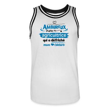 Amoureux d'une agricultrice - Maillot de basket Homme - blanc/noir - Devant - AI Model Male 185 dark (185cm)