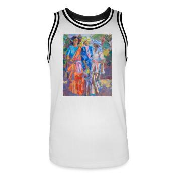 Per Stenius Painting - Men's Basketball Jersey - white/black - Front - AI Model Male 185 dark (185cm)