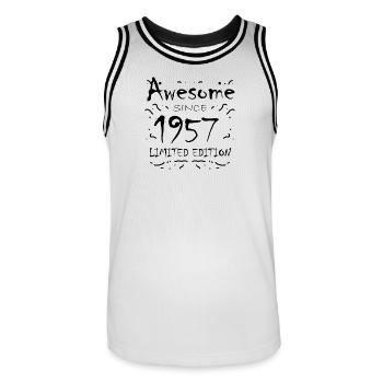 1957 - Born 1957 - Fantastic since 1957 - Men's Basketball Jersey - white/black - Front - AI Model Male 185 dark (185cm)