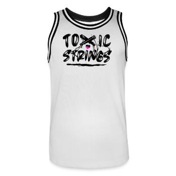 Toxic Strings 2 Colour - Men's Basketball Jersey - white/black - Front - AI Model Male 185 dark (185cm)