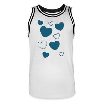 Blue Heart Pattern Heart Pattern Gift - Men's Basketball Jersey - white/black - Front - AI Model Male 185 dark (185cm)