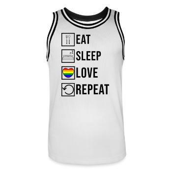 Lgbt Heart Rainbow Lesbian Love Gay Statement - Maillot de basket Homme - blanc/noir - Devant - AI Model Male 185 dark (185cm)