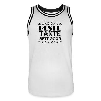 Beste Tante seit 2009 - Männer Basketball-Trikot - Weiß/Schwarz - Vorne - AI Model Male 185 dark (185cm)