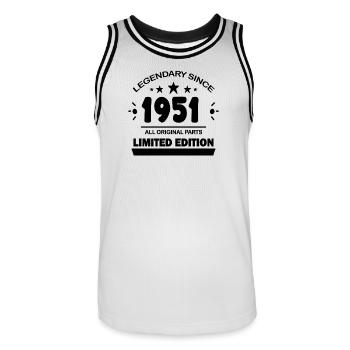 1951 - Né 1951 - Année de construction 1951 - Maillot de basket Homme - blanc/noir - Devant - AI Model Male 185 dark (185cm)