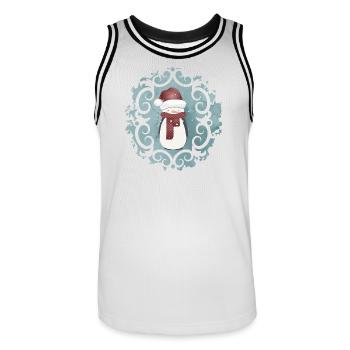 Snowman in Santa Claus look in winter - Men's Basketball Jersey - white/black - Front - AI Model Male 185 dark (185cm)