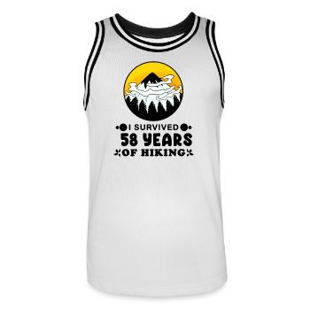 Berg Wandern 58. Geburtstag Wanderer 58 Jahre alt - Männer Basketball-Trikot - Weiß/Schwarz - Vorne - AI Model Male 185 dark (185cm)
