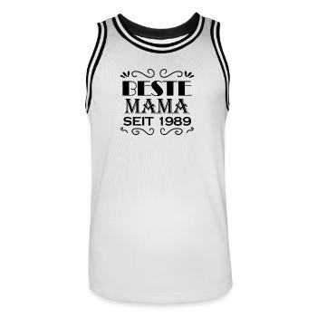 Beste Mama seit 1989 - Männer Basketball-Trikot - Weiß/Schwarz - Vorne - AI Model Male 185 dark (185cm)