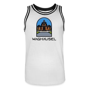 Waghäusel - Männer Basketball-Trikot - Weiß/Schwarz - Vorne - AI Model Male 185 dark (185cm)