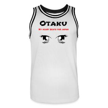 sprüche japanliebhaber, otakuspruch manga augen - Männer Basketball-Trikot - Weiß/Schwarz - Vorne - AI Model Male 185 dark (185cm)