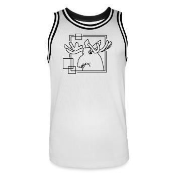 Orignal en forme géométrique - Conception d’art au trait - Maillot de basket Homme - blanc/noir - Devant - AI Model Male 185 dark (185cm)