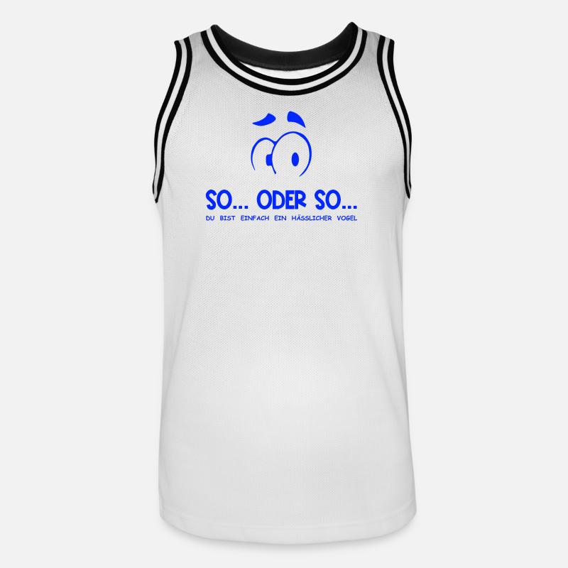 So...Oder So: Hässlicher Vogel - Blau - Männer Basketball-Trikot - Weiß/Schwarz