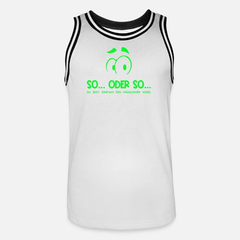 So...Oder So: Hässlicher Vogel - Neongrün - Männer Basketball-Trikot - Weiß/Schwarz