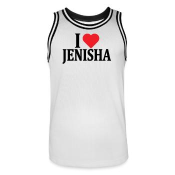 t-shirt I love Jenisha t-shirt gift idea - Men's Basketball Jersey - white/black - Front - AI Model Male 185 dark (185cm)